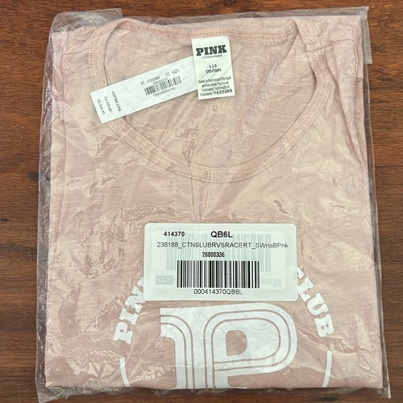 VS Pink Cotton Cropped Racerback Tank Top light pink crop top activewear - Picture 4 of 8